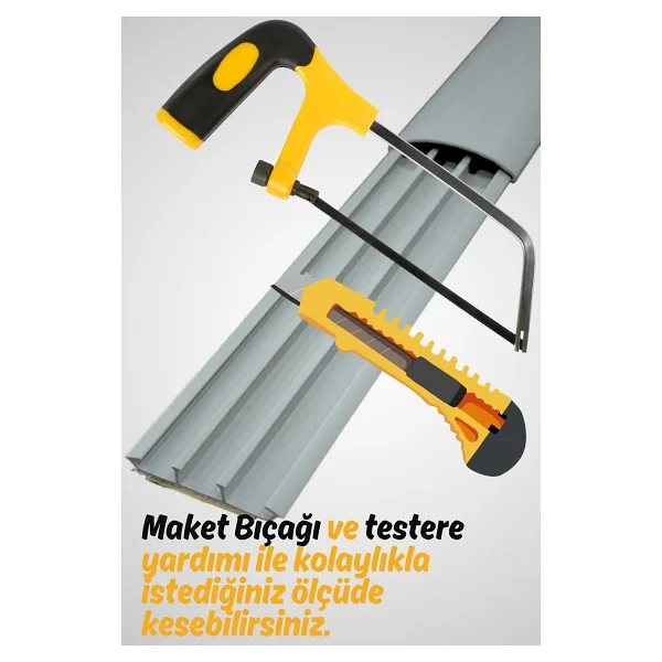1m Kendinden Yapışkanlı 50x12mm Gri Balık Sırtı Kablo Kanalı - 1 Metre - Görsel 4
