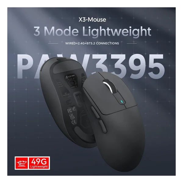 Attack Shark X3 Siyah Şarjlı Makrolu Optik Kablosuz Oyuncu Mouse - Görsel 6
