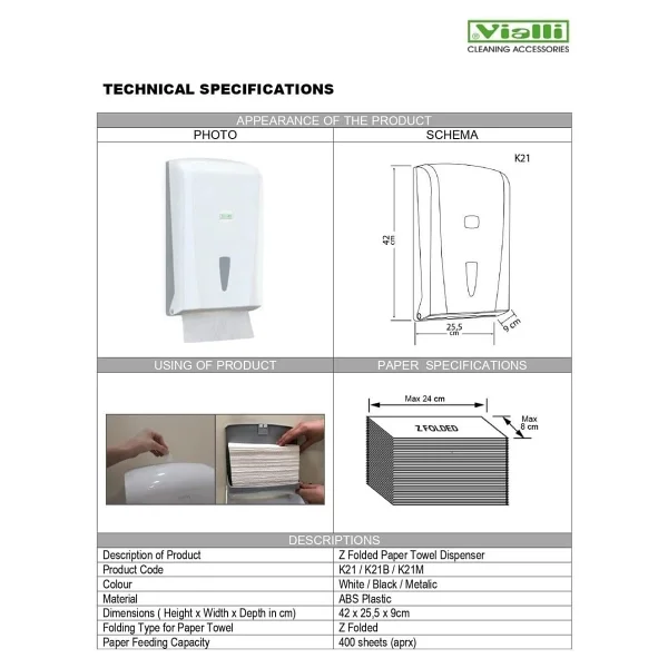 Vialli K21 Z Katlı 400'lü Havlu Dispenseri - Görsel 2