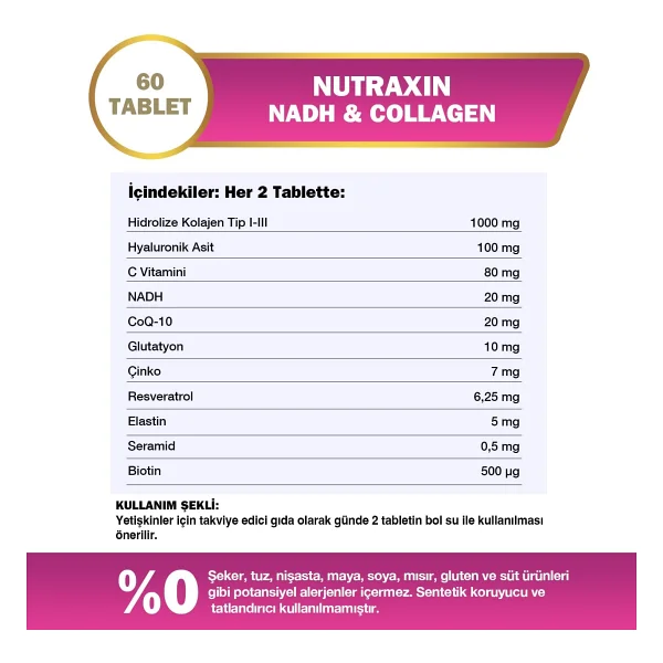 Nutraxin Nadh Collagen 60 Tablet - Görsel 2