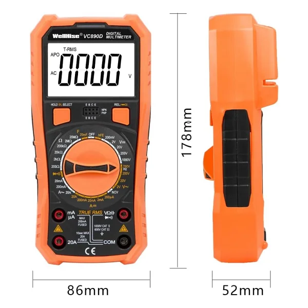 Wellhise VC890D Ölçü Aleti Multimetre Avometre Nvc Işıklı Ekran El Feneri True Rms - Görsel 3