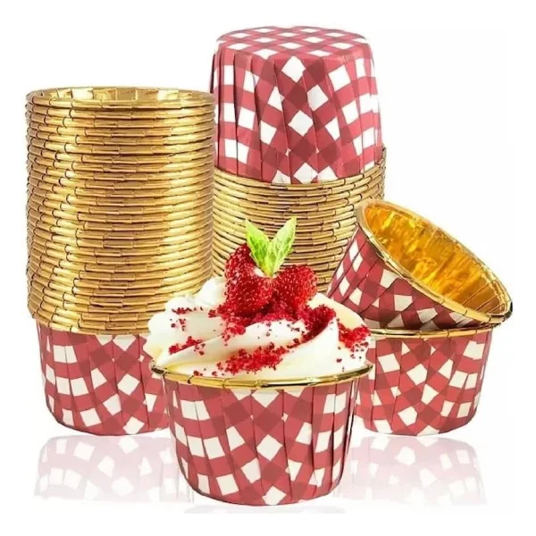 Dolphin Muffin Kagit Karton Altin Kirmizi Cupcake Kek Kalibi Kapsulu Kabi - 25 Adetlik 5 Paket - Görsel 3