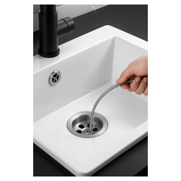 Eltos Lavabo Açma Teli, 6 mm Kalınlık, Dayanıklı Metal Tel, Lavabo ve Gider Borusu Açacağı, Tıkanıklık Giderici, Spiral Tel, Ergonomik Sap, Kolay Kullanım, Lavabo, Tuvalet, Banyo, Gider Açıcı (3 M) - Görsel 4