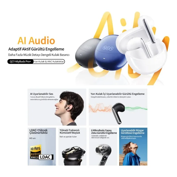 Qcy Ailybuds Pro Plus ANC TWS Beyaz Kulak İçi Bluetooth Kulaklık - Görsel 2