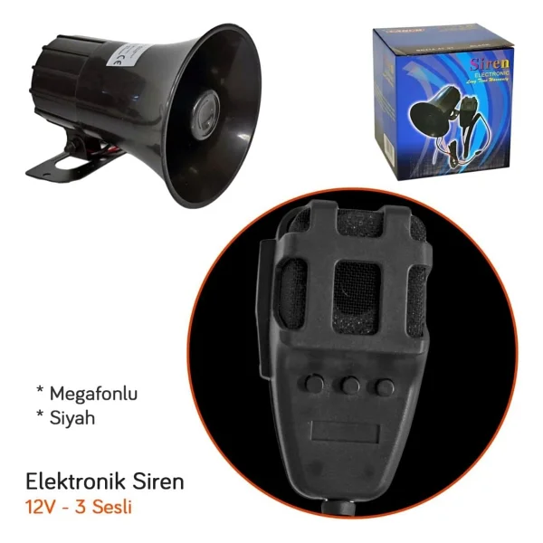 3 Sesli Megafon Bas-Konuş. 12v - Görsel 2