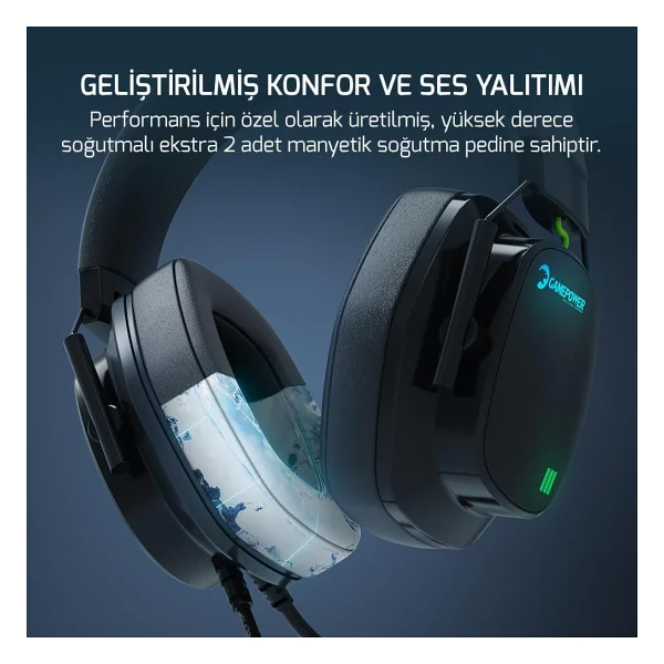 Gamepower Kai Titanium RGB 7.1 USB Kablolu Kulak Üstü Oyuncu Kulaklığı - Görsel 6
