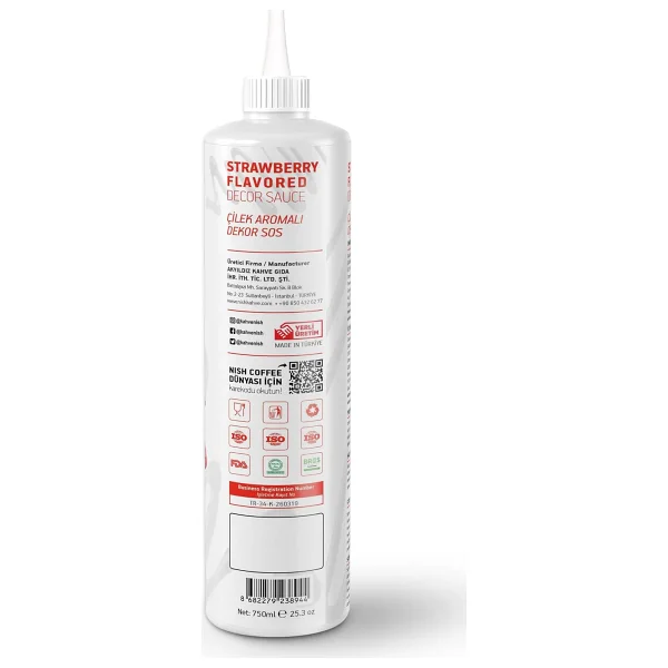 Nish Çilek Aromalı Dekor Sos 750 gr - Görsel 3