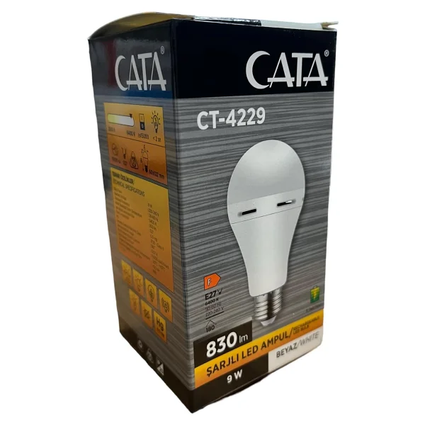 Cata Ct-4229 Beyaz Işık 9 W E27 Şarjlı LED Ampul - Görsel 3