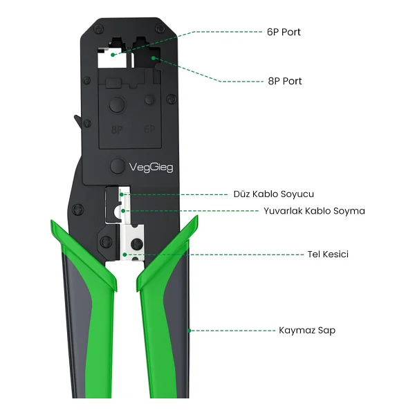 Veggieg Rj45 Ethernet Rj11 Telefon Soket Jack Sıkma Pensesi - Görsel 9