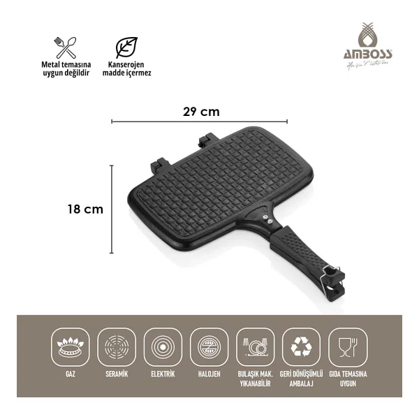Amboss Kuvars Döküm Ocak Üstü Tost Makinesi - Görsel 4