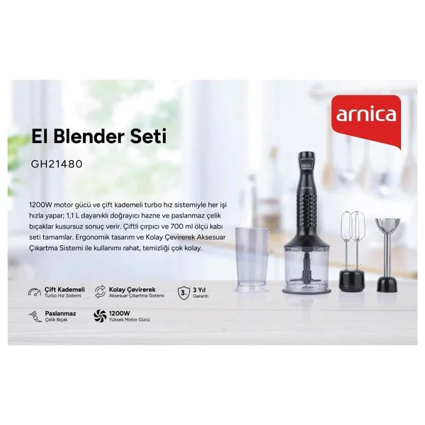 Arnica Diamond Gh21480 1200 W Blender Seti - Görsel 6