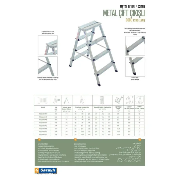 Saraylı 1203 Metal Çift Çıkışlı 3+3 Basamaklı Merdiven - Görsel 2