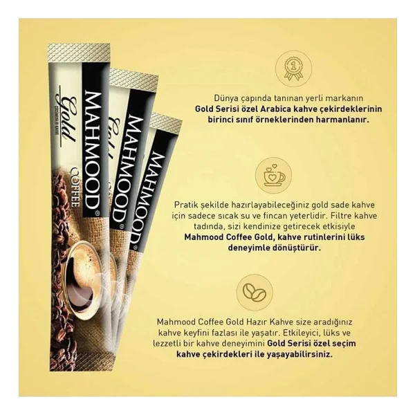 Mahmood Coffee Gold Granül Hazır Kahve 48 Adet X 2 gr (1 KOLİ - 12'Lİ) - Görsel 5