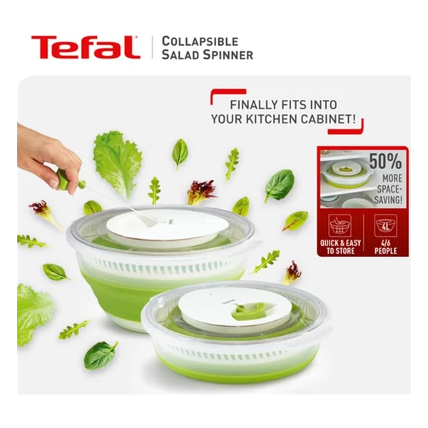 Tefal Katlanabilir Salata Kurutucu Yeşil - Beyaz - Görsel 4
