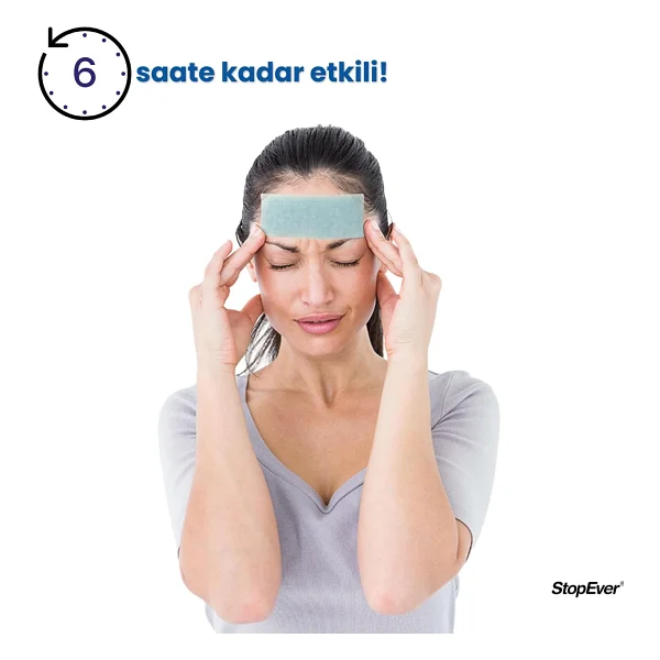 StopEver Cooling Patch - Soğutucu Hidrojel Plaster 3'lü Paket İlaç İçermeyen Alın Bölgesi Ferahlatıcı 6 Saat Etkili (3 x 2) Adet - Görsel 8