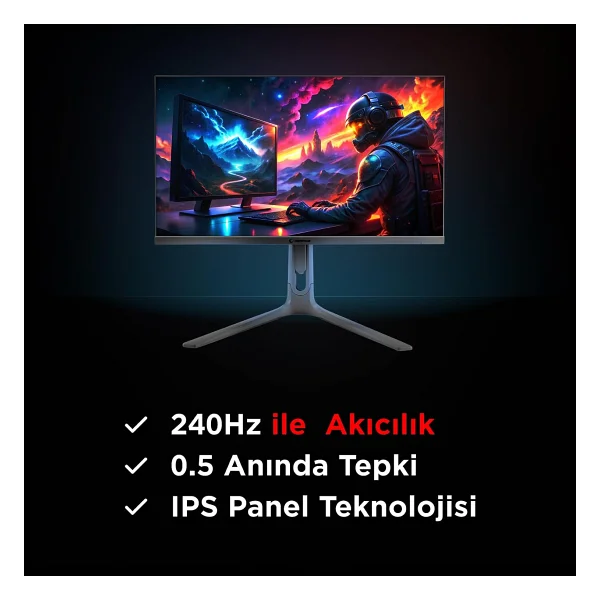 Rampage Ellipse El27r240q 27" 0.5 Ms 2k Pivot Ips 240 Hz Oyuncu Monitörü - Görsel 8