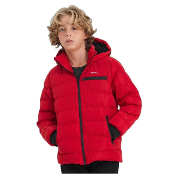 Slazenger Captain Kapüşonlu Siyah Çocuk Şişme Mont - Görsel 8