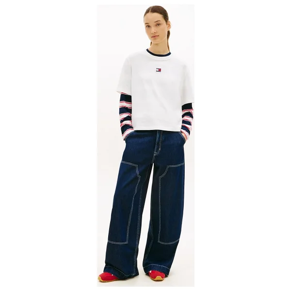 Tommy Hilfiger Jeans Boxy Badge DW0DW22202 Kısa Kollu Bisiklet Yaka Kadın Tişört - Görsel 7