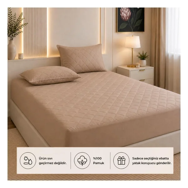 FORMEYA Yatak Koruyucu Alez Kapitone Gri Renk%100 Pamuk Fitted Alez Çarşaf 180 X 200 - Görsel 8