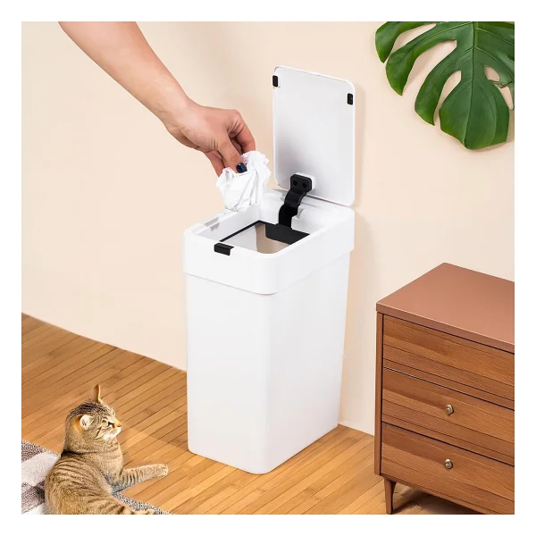 Porsima Me-06 Hareket Sensörlü 9lt Sessiz Banyo Mutfak Çöp Kovası Beyaz - Görsel 2