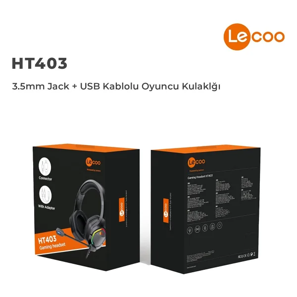 Lenovo Lecoo Ht403 RGB 3.5mm/USB Kablolu Kulak Üstü Oyuncu Kulaklığı - Görsel 8