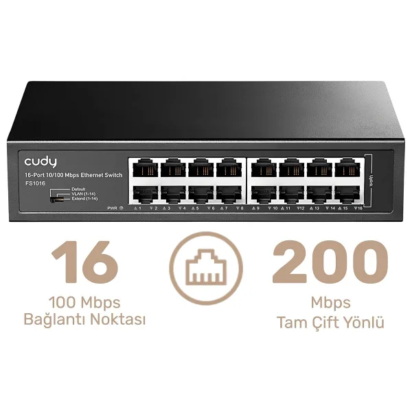 Cudy FS1016 16 Port 10/100 Mbps Switch - Görsel 8