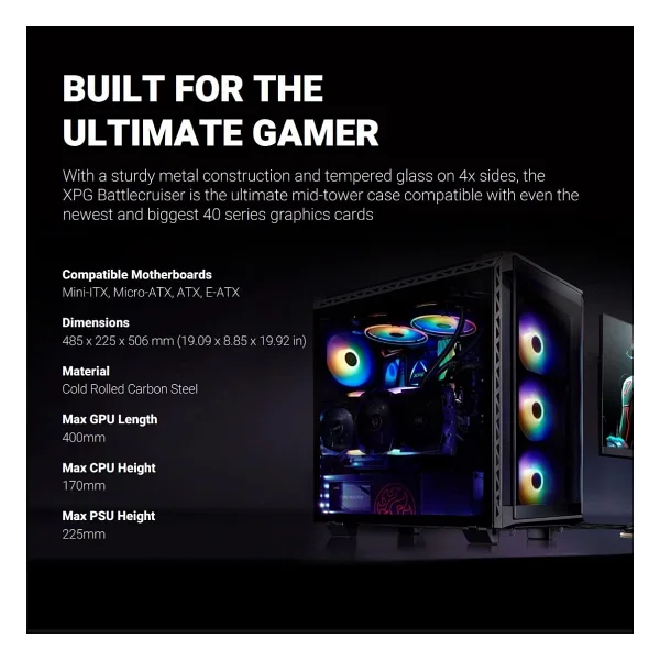 Xpg Battlecruiser Battlecruıser-Bkcww Argb Fanlı Siyah E-Atx Oyuncu Kasası - Görsel 3