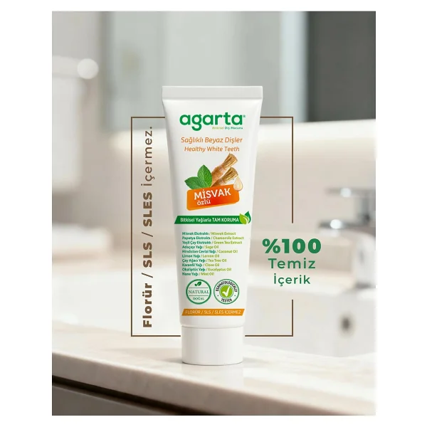 Agarta Doğal Misvak Özlü 100 ml Florürsüz Diş Macunu - Görsel 4