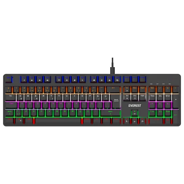 Everest Lumos KB-MK1 Siyah Blue Switch Kablolu Mekanik Oyuncu Klavyesi - Görsel 3