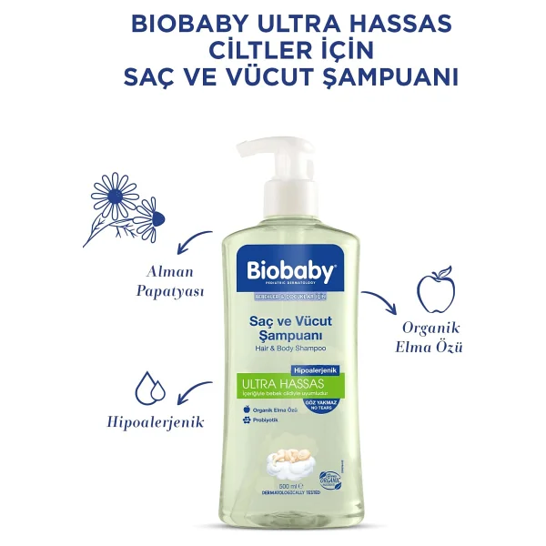 Biobaby Ultra Hassas Bebek Saç Ve Vücut Şampuanı 500 Ml 3 Adet - Görsel 4