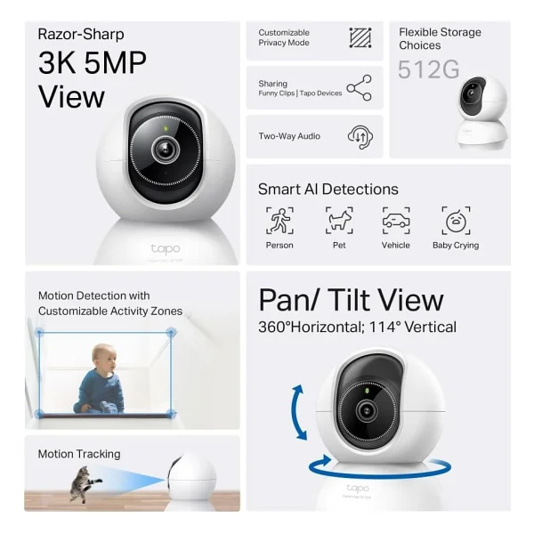 Tp-Link Tapo C230 5 Mp Gece Görüşlü Ip Wi-Fi Güvenlik Kamerası - Görsel 4
