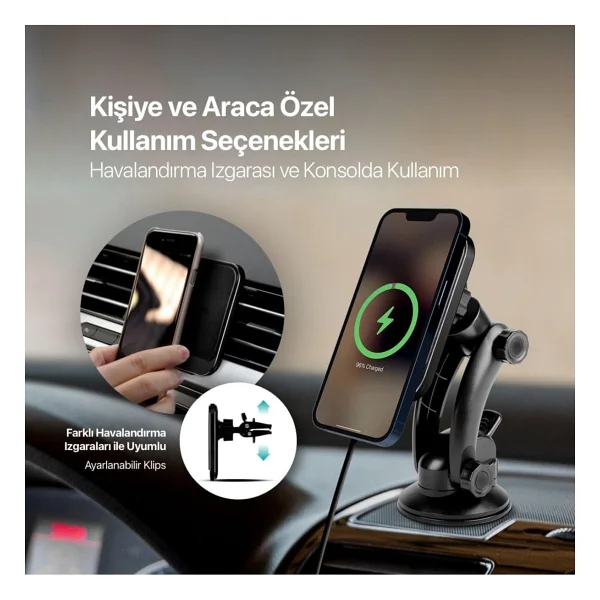 Ttec AirCharger Drive M 2KS18 MagSafe Vantuzlu Mıknatıslı Araç Telefon Tutucu - Görsel 3