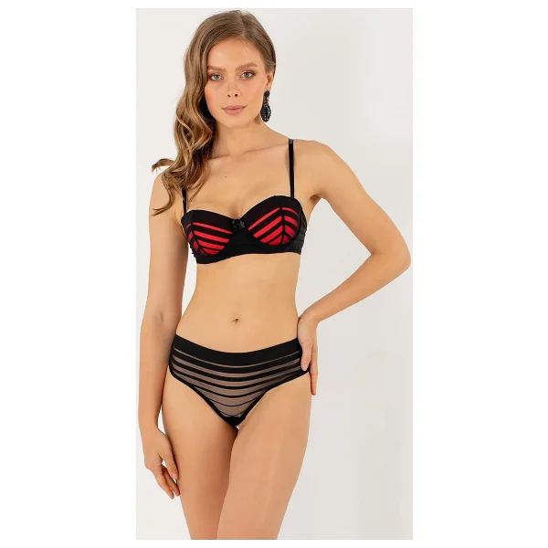 Miorre Push-Up Dolgulu Straplez Sütyen Takım Siyah 75 - Görsel 3