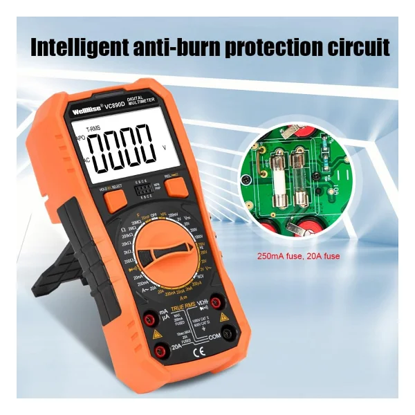 Wellhise VC890D Ölçü Aleti Multimetre Avometre Nvc Işıklı Ekran El Feneri True Rms - Görsel 2