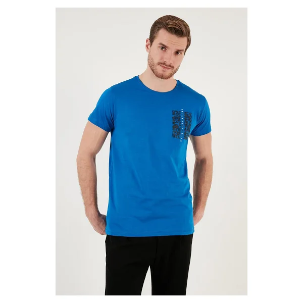 Buratti Bisiklet Yaka Pamuklu Slim Fit Erkek T Shirt 541QUINT AÇIK GRİ - Görsel 2