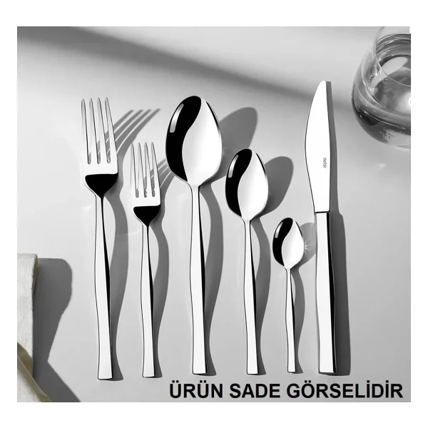 Nehir Zarif Premium Sedef Kaplamalı 36 Parça Renkli 6 Kişilik Çatal Kaşık Takımı - Görsel 3