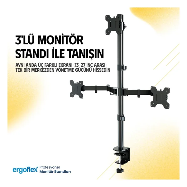 Ergoflex Ef53 13-27 İnç Üç Kollu Monitör Standı - Görsel 4