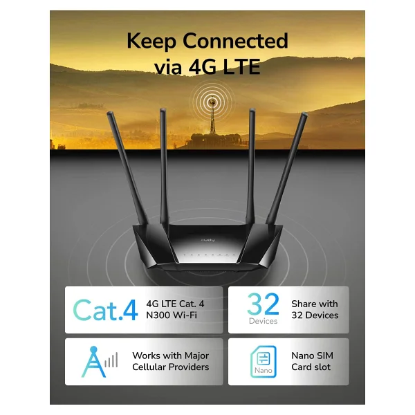 Cudy Lt400 4 Port 1200 Mbps 4g Lte Mobil Modem - Görsel 2