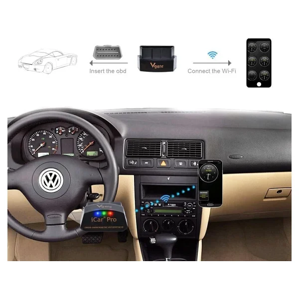 Vgate iCar Pro Wi-Fi ELM327 OBD2 OBDII Araba Otomatik Teşhis Tarayıcı Aracı Kontrol Motor Işık iOS iPhone/iPad/Android için Uyumlu Adaptörü Ile - Görsel 2