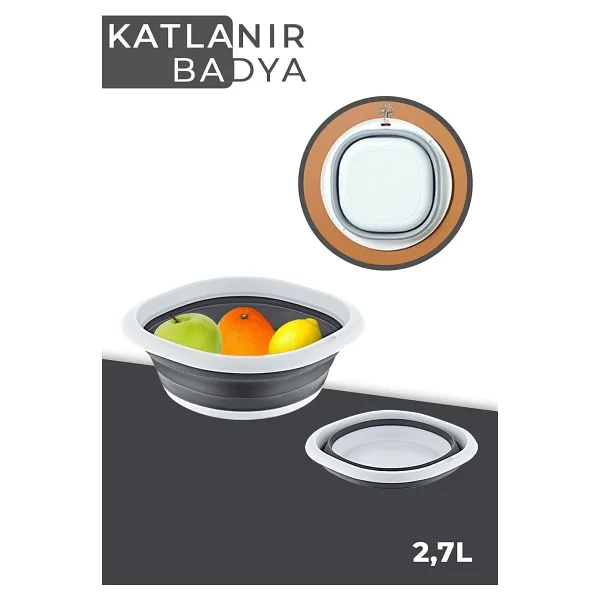 Bee Home Katlanır Badya Leğen Akordiyon Katlanabilir Badya 2,7 lt Orta Badya - Görsel 2