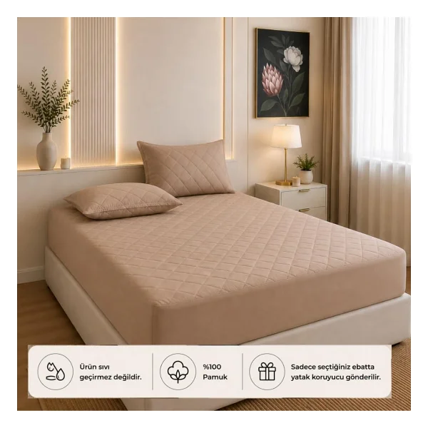 FORMEYA Yatak Koruyucu Alez Kapitone Gri Renk%100 Pamuk Fitted Alez Çarşaf 180 X 200 - Görsel 6