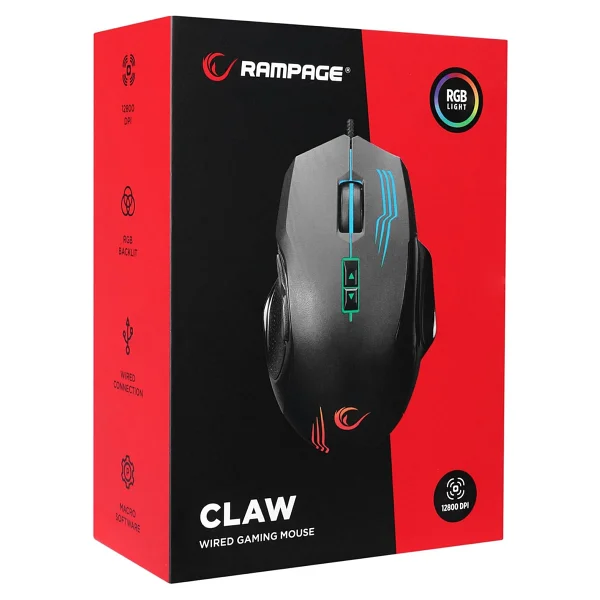 Rampage Smx-G38 Claw RGB Makrolu Optik Kablolu Oyuncu Mouse - Görsel 9