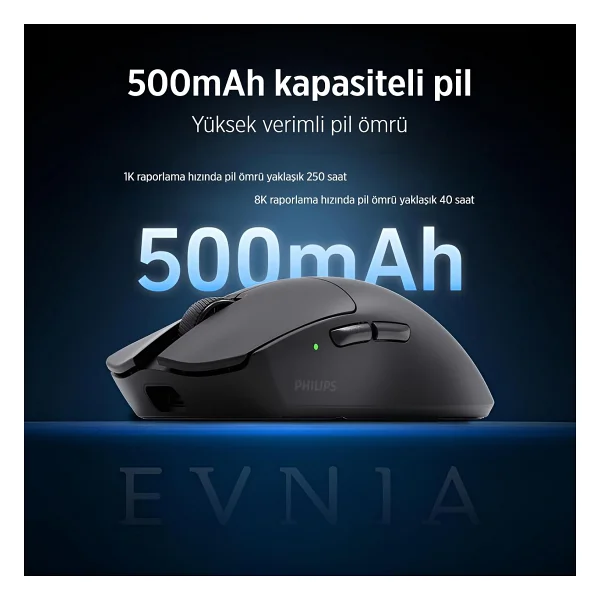 Philips Evnia Spk9718w Pro Max Beyaz Şarjlı Ergonomik Optik Kablolu/Kablosuz Oyuncu Mouse - Görsel 6