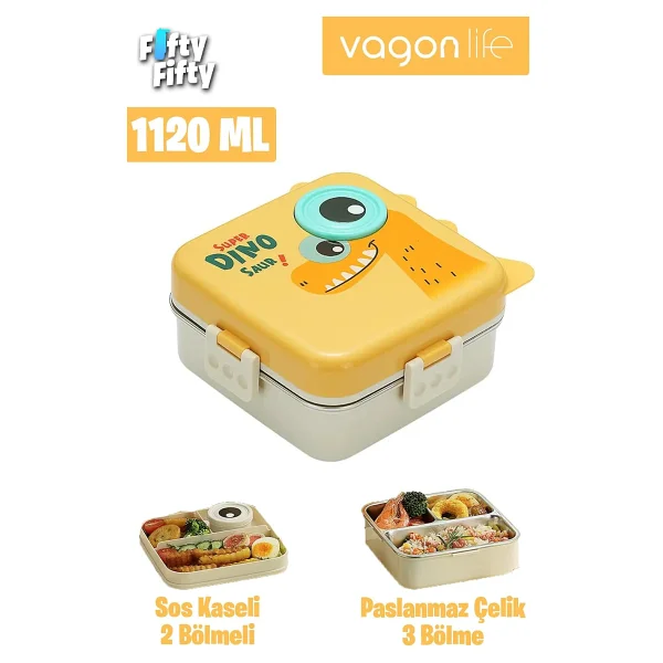 Vagonlife Yeşil 1120 Ml 3 Bölmeli Lunch Box - Görsel 2