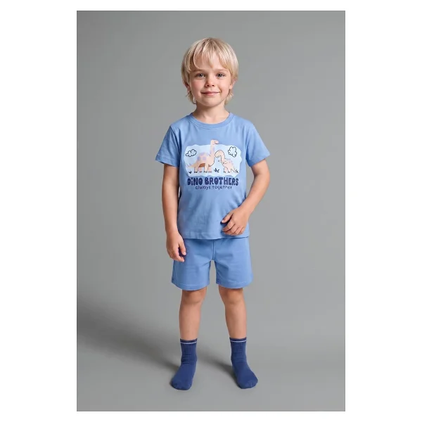 DeFacto%100 Pamuk Dinozor Baskılı 2'li Pijama Takımı Erkek Bebek - Görsel 2