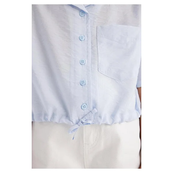 DeFacto Kız Çocuk Cropped Fit Kısa Kollu Gömlek D7641a825sm - Görsel 4
