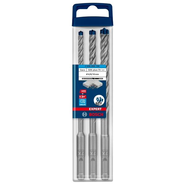 Bosch Professional 3 Parça Expert Sds Plus-7x Kırıcı Delici Delme Uçları (Yumuşak Taş, Sert Taş, Beton, Donatılı Beton, Beton Bina Bloku, Ø 6-10 Mm, Aksesuar Kırıcı Delici) - Görsel 2
