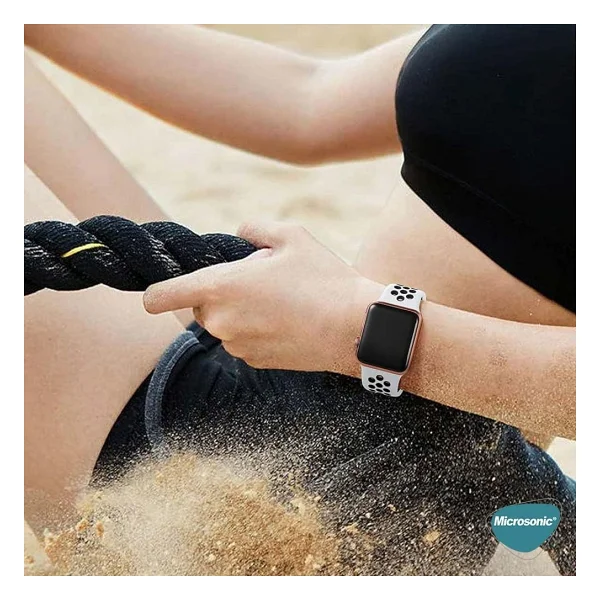 Microsonic Apple Watch Series 7 45mm Siyah Rainbow Spor Kordon - Görsel 4