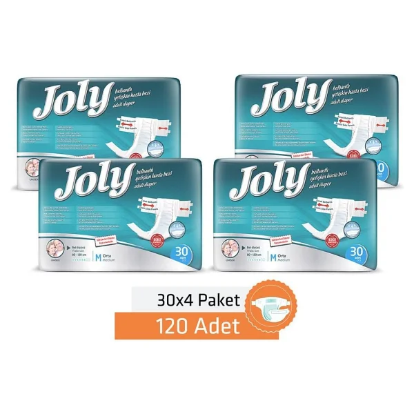 Joly Esnek Bel Bantlı Yetişkin Hasta Bezi Medium 30Lu 4 Paket 120 Adet - Görsel 2
