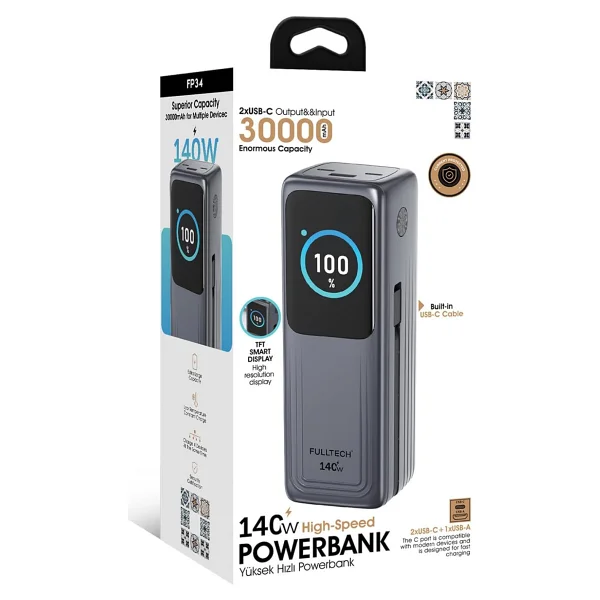 Fulltech Fp34 30000 mAh Hızlı Şarj Powerbank - Görsel 3